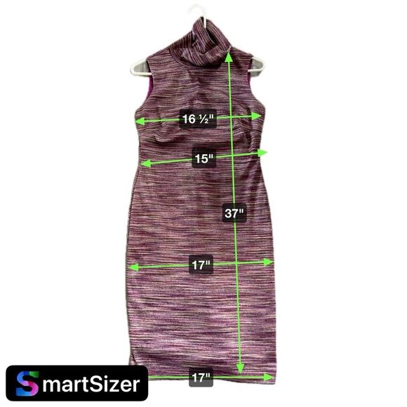 Chetta B Knit Metallic Turtleneck Sleeveless Dress Mauve Oink Purple Gold - Picture 7 of 7